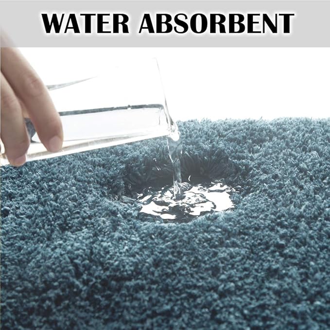 Suchtale Bathroom Contour Rug Non Slip Bath Mat Water Absorbent Soft Microfiber Shaggy Bathroom Mat Machine Washable Bath Rug for Bathroom Thick Plush U Shape Toilet Rug (20 x 24, Slate)