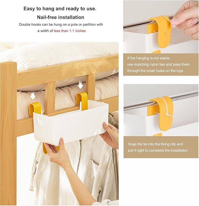 Bedside Organizer Storage Caddy Hanging as Bunk Bed Storage Accessories Handrail Multi Pockets for Dorm Bunk Bed Shelf