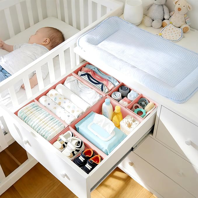 DIMJ Drawer Organizer Clothes Storage - 21 Pack Baby Dresser Organizer for Nursery Closet Organization, Fabric Drawer Organizer Bins for Underwears Socks Bras, Foldable Storage Dividers for Bedroom