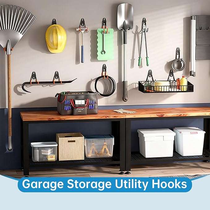 GeeWatom Garage Storage Utility Hooks，Garage Garden Tool Organizer，Steel Wall Mount Hooks, Garden Small U Hooks (4 Pack-Black)