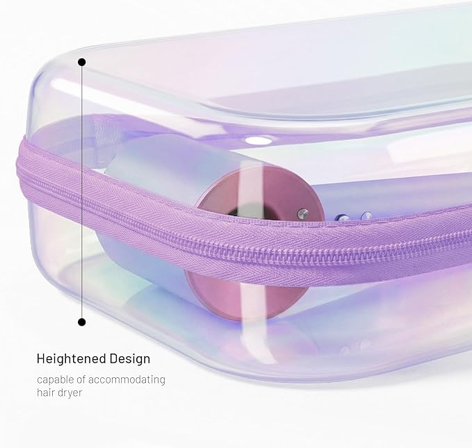 Clear Hard Shell Zipper Case,Toiletries Bag,Makeup Bag,2pcs Large Capacity Water-resistant Toiletry Bag,Portable Travel Organizer and Storage,Bathroom Clear Cosmetic Case for Women