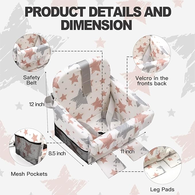 Padded Shopping Cart Cover for Baby Boy & Girl, High Chair Cover for Restaurant Seat, Machine Washable Infant Toddler Buggy Seat Cover (Star)