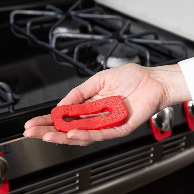 2025-26 Mom's Choice Winner- Gas Stove Knob Locks - Red Silicone Stove Knob Safety Covers for Toddlers, Pets - Child Proof Universal Size Knobs - Baby Proofing Protectors for Electric Stoves- 5Pcs