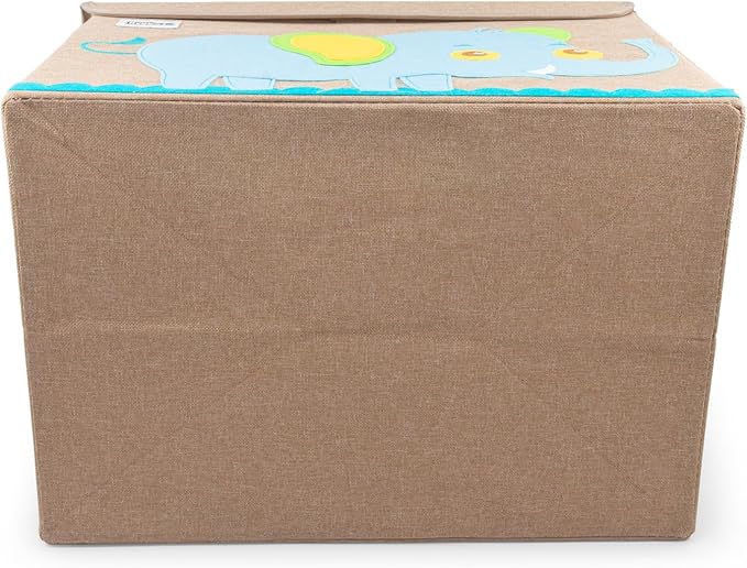HYGGE + Animial Toy Storage Bin with Lid 20.8" x 13" x 13" Durable fabric & lightweight design. Great for storing toys, books, linens, games, clothing, baby products & more! (Elephant)