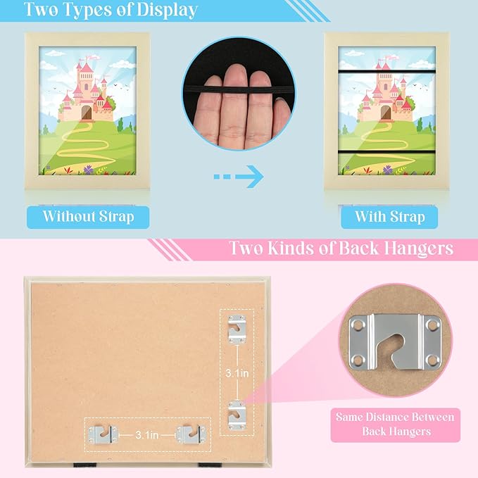 [2-Pack] Kids Art Frames, 8.5x11 Front Opening Kids Artwork Frames Changeable, Ivory Artwork Display Storage Frame for Wall, Holds 50 Pcs, for 3D Picture, Crafts, Children Drawing, Hanging Art,