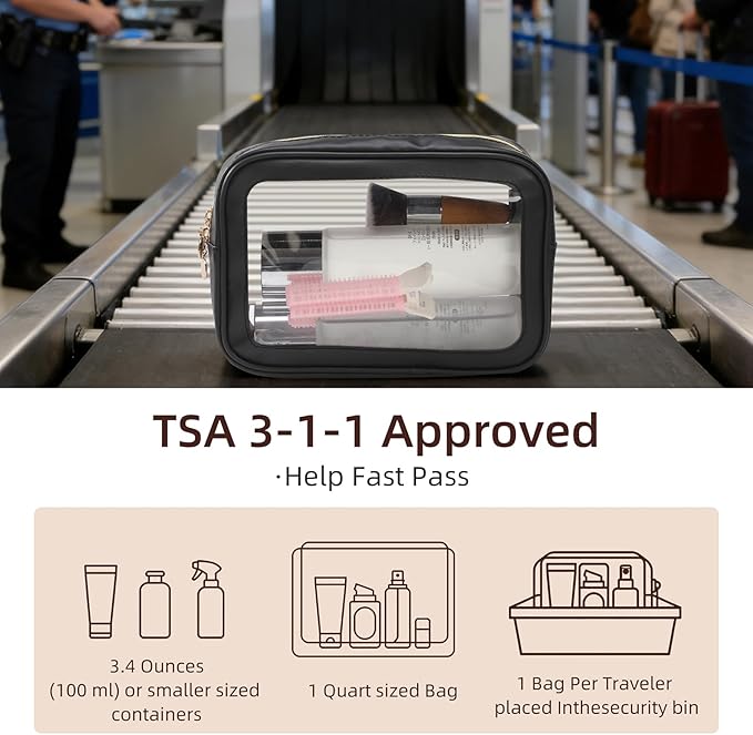 3PCS Diaper Bag Organizer Pouch Set，Clear Organizer Bags,TSA Approved Toiletry Bag,Clear Waterproof Cosmetic Bags with Zipper,Purse Organizer Pouches,Travel Organizer Bags for Woman and Kids