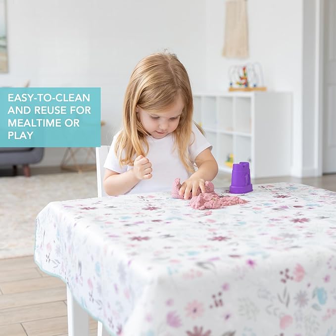 Bumkins Baby Splat Mat for Under High Chair, Babies Toddlers Eating Mess Mat, Waterproof Reusable Cloth for Arts and Crafts, Playtime Mat for Kids, Floors or Tables, Fabric 42inx42in, Floral Gray