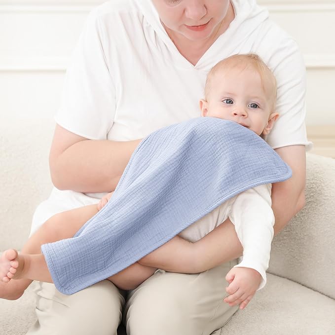 Susurration Muslin Burp Cloths, Soft Baby Burping Cloths for Unisex Boys and Girls, Newborn Essentials Large Extra Absorbent Washcloths, 20x10in, 6 Pack