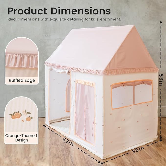 Tiny Land Kids Tent with Mat, Kids Play Tent for Toddlers, Playhouse for Kid Indoor, Ideal Toy Gift for 3+ Girls, Play Room Furniture