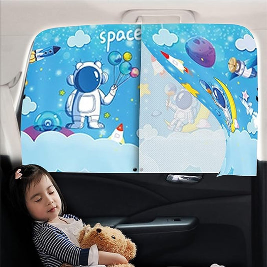 Car Sun Shade for Baby - EOHMAK Car Side Window Sun Shade Cover Upgrade Double Opening Car Interior Curtain Sun Blocker Blind (Light Blue Space, 1 Pack)