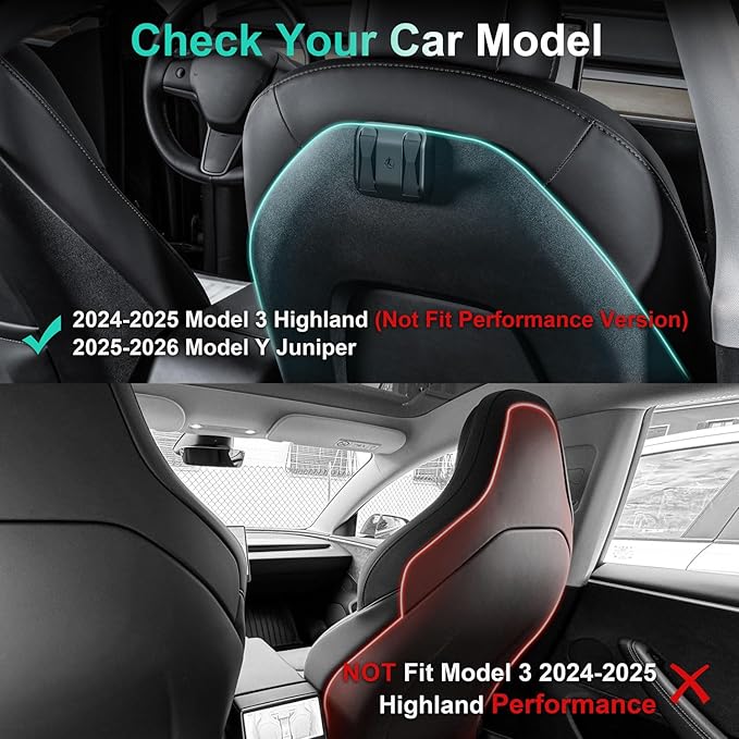2 Pack Foldable Car Seat Hooks for Tesla Model Y Model 3 Accessories 2026 2025 2024 2023 2022 2021 (Includes Model Y Juniper and Model 3 Highland), Anti-Drop Purse Holder Seat Back Hanger (Black)