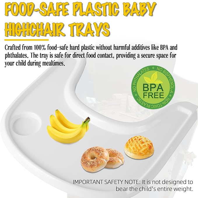 Baby High Chair Tray Compatible with Stokke Tripp Trapp Chair with Cup Holder - Smooth Surface and Strong Suction - Made with Food-Safe Plastic (BPA BPS BPF Lead and Phthalate Free) - White