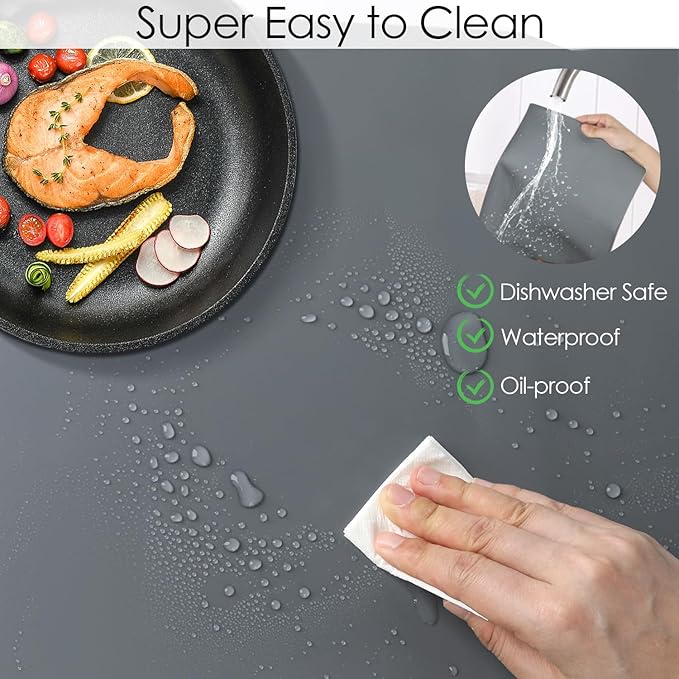 Extra Large Silicone Mat for Kitchen Counter, 31.5x23.6 Inch Heat Resistant Mat Countertop Protector, Non-Stick and Thick Silicone Pad Silicone Baking Mat for Dough and Pastry, Dark Gray