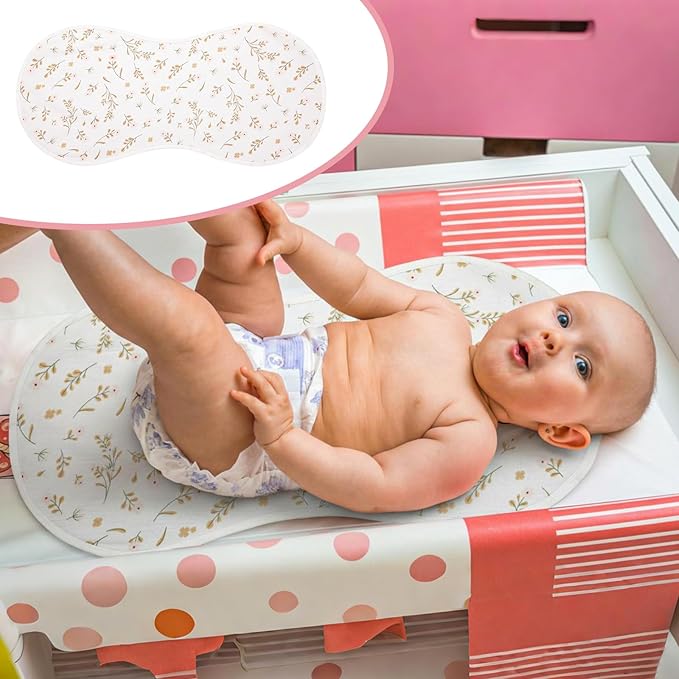 Hahafelt 3 Pcs Changing Pad Liners Fits in Peanut Shape Changing Pad Waterproof Diaper Mats Organic Cotton Peanut Mats are Warm on a Baby's Back, Washable Reusable(Print Style,Beige)