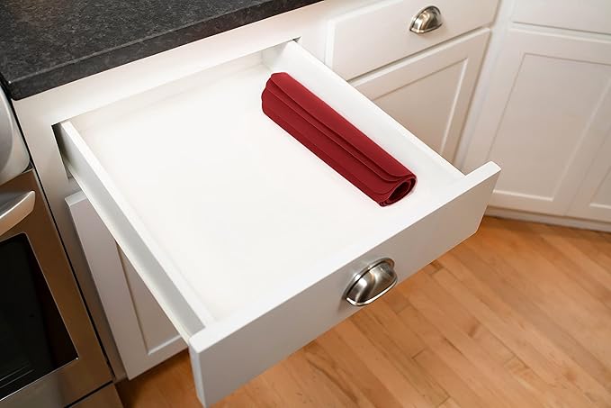GASARÉ, Placemats Set of 4, Silicone Placemats, Table Mats, Non-Slip, Easy to Clean, Heat Resistant, Flexible, 20% Thicker, 16 x 12 inches x 1.1mm, Red