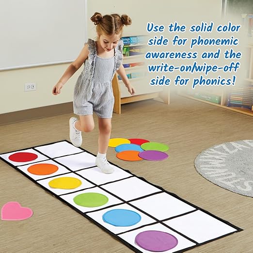 hand2mind Elkonin Box Floor Mat Activity Set, Phonemic Awareness, Phonics Games, Science of Reading Classroom Materials, Toddler Gross Motor Toys, Kids Active Play, Preschool Classroom Must Haves