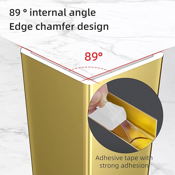 Golden Wall Corner Protector, 4Pcs, Length 35.4in, Width 0.79in - Self Adhesive Metal Corner Protector for Aluminum Trim molding, Cabinet Edge Guard, Easy to Install