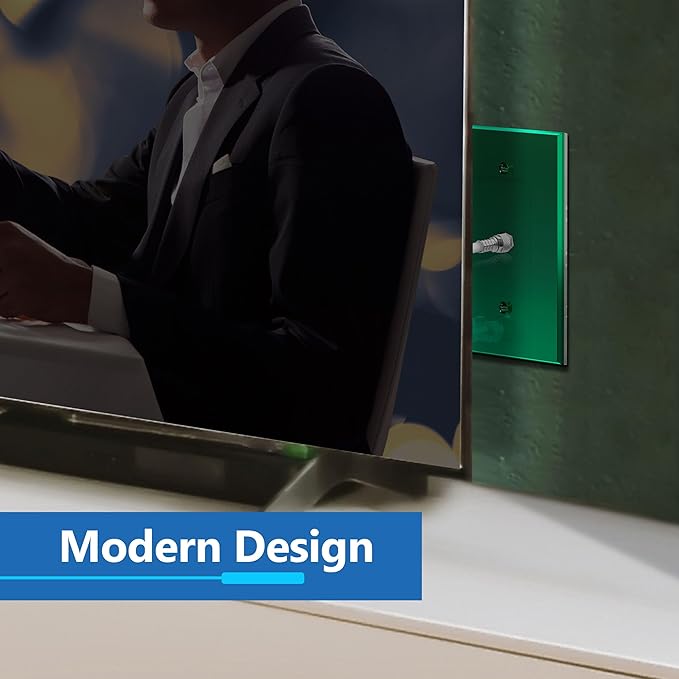 LIDER 0.406" Diameter Hole Wall Plate, Temperature/Impact Resistant, Mirrored, Plexiglass Multimedia Wire Cover, Acrylic glass, Reflective Finish, Modern, Oversized 1-Gang 5.25" x 3.44", Green, 5 Pack