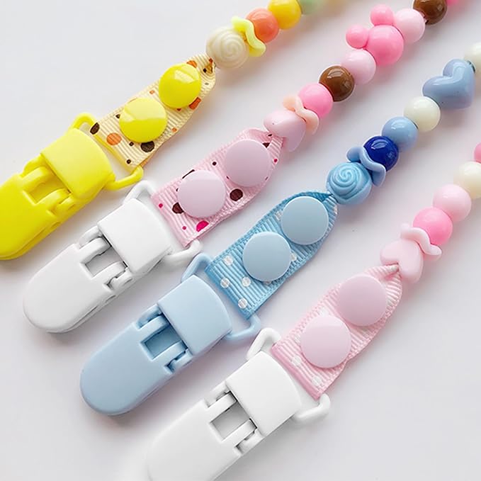 Langmeil 100piece 20mmRibbon Pacifier Plastic Suspender Clips for DIY Teething Toys Baby Blankets Dummy Bib Leash Binky Paci, White