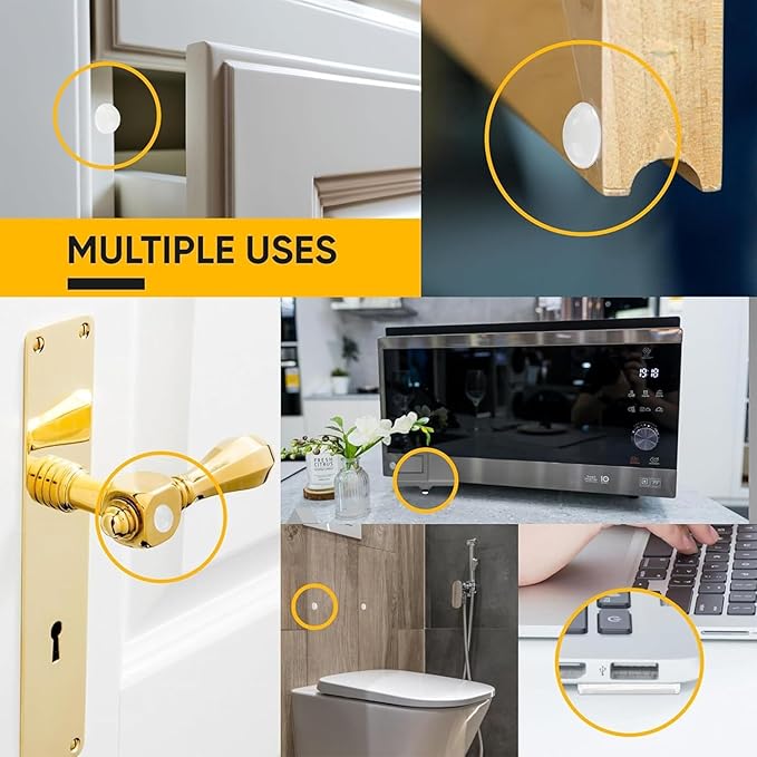 128 Clear Cabinet Bumper Pads – Self-Adhesive Silicone Set with 5 Unique Shapes for Doors, Drawers & Furniture – Premium Sound Dampening Pads for Surface Protection