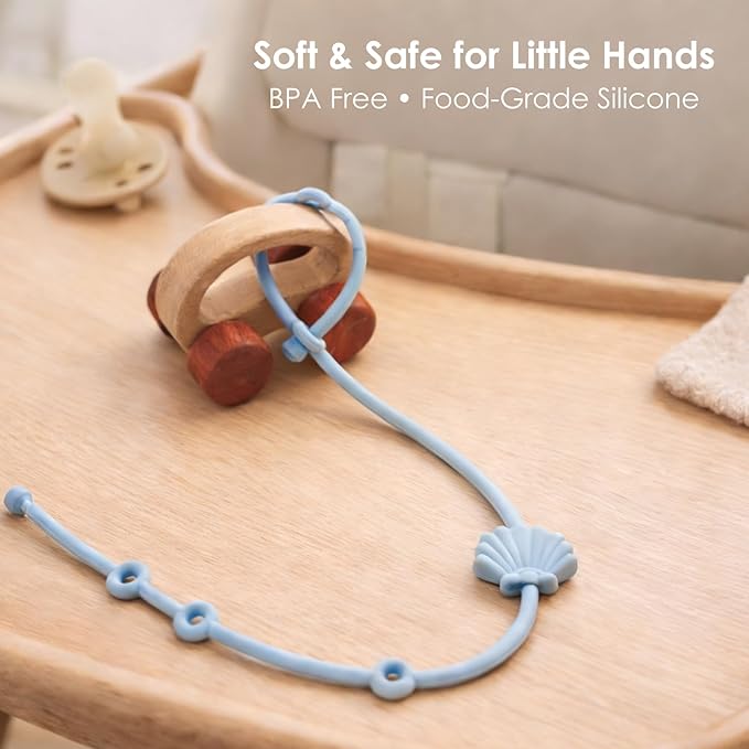 Andy Bear Toy Straps for Toddler Toy Safety Straps Silicone High Chair Toys Straps Toddler Bottle Straps for Strollers, High Chair, Car Seat, Stroller Accessories-Sage