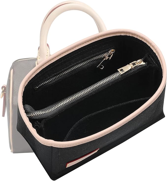 LV Speedy 20 LV Alma BB Felt Organizer Insert, Purse Organizer Insert for Handbags with Zipper Pocket and Bag in Bag (Beige, Small)