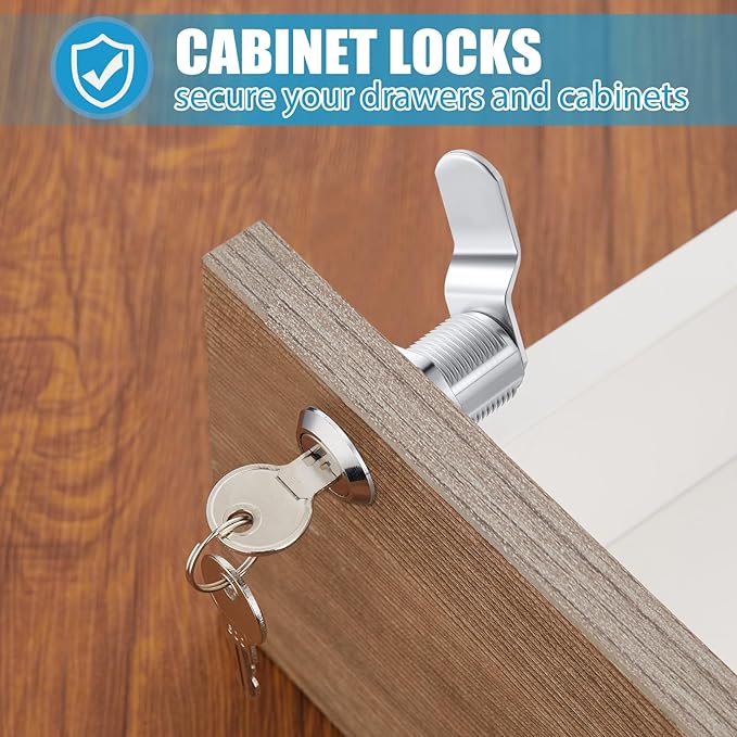 Kenning 24 Sets Cabinet Locks with Keys for Secure Drawer Mailbox RV Storage Box Replacement Lock, Zinc Alloy(1-1/8'' Cylinder Length, 0.9'' Max Panel Thickness)