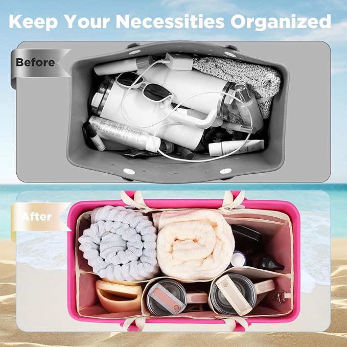 OUTXE Beach Bag Organizer Compatible with X Large Bogg Bag Accessories Inserts, Lightweight Mesh Insert Divider Pouch for Original XL Bogg Bags, Beach Tote Bags Insert for Organizing