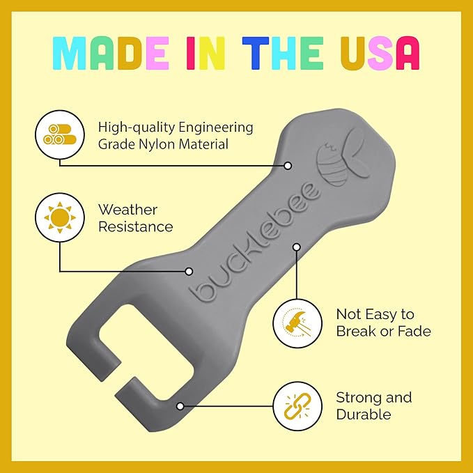 Bucklebee Easy Car Seat Buckle Release Aid for Children Unbuckle Car Seat Release Tool - Button Pusher - Opener for Nails - Buckle Release Tool (2 Packs Gray)