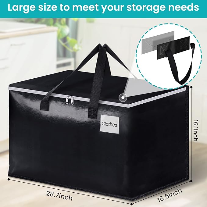 Extra Large Moving Boxes-Moving Bags with Zipper, Carrying Handles and Tag Pocket-Moving Supplies for Space Saving-Totes for Storage - for moving, Storage, Camping and Travel 125L-10 Pack