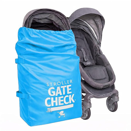 J.L. Childress Gate Check Bag for Single & Some Double Strollers - Travel Bag for Airplane, Fits Most Standard Baby Strollers, Airport Accessories Gate Check, Flying Essentials - Neon Blue