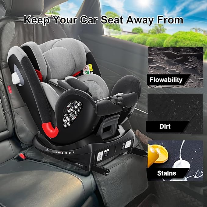 Car Seat Protector for Child Seats,1 Pack Car Seat Cushion,Waterproof Fabric Car Seat Covers for Non-Slip Backing Mesh Pockets for Baby,Pet,SUV, Sedan and Trunk(Black)