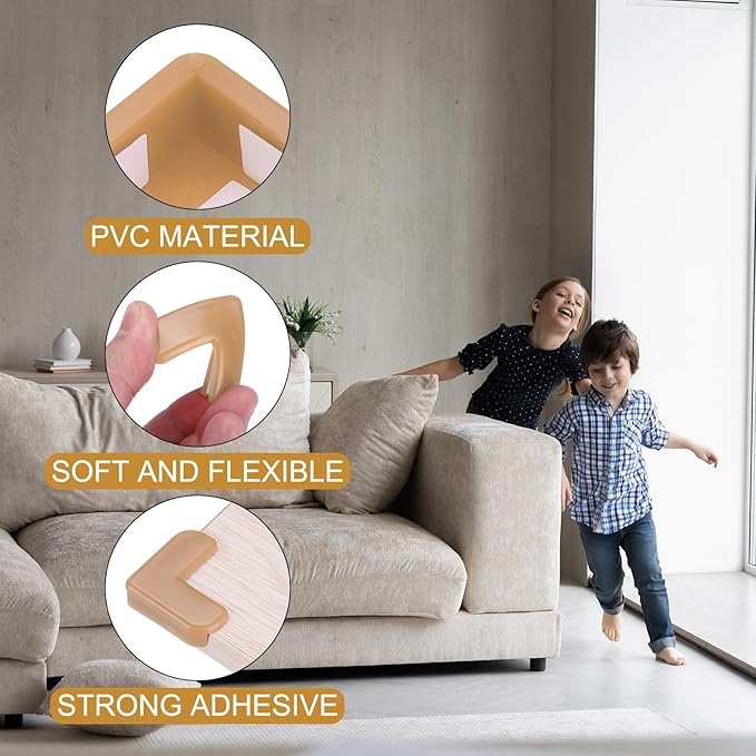 uxcell Corner Protectors, 16 Pcs Table Corner Protectors, Furniture Corner Guard and Edges Safety Bumpers for Table Edges and Sharp Corners (L-Shaped, Brown)