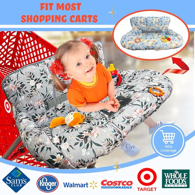 Shopping Cart Cover for Baby and Toddler, Waterproof Grocery Cart and High Chair Cover, Soft Padded Cart Cover for Babies, Universal Fit for Costco, Target and Restaurant High Chairs