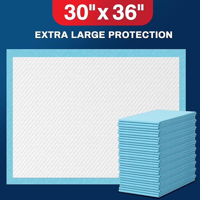 Tear-Resistant Disposable Bed Pads 30" x 36" 50 Count Absorbent Underpads, Chux Thicker Extra Large Incontinence Bed Pads, Pee Pads for Adults, Kids, Elderly, Pets