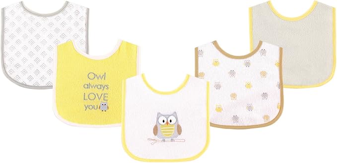 Luvable Friends Baby Cotton Terry Drooler Bibs with PEVA Back, Transportation, One Size