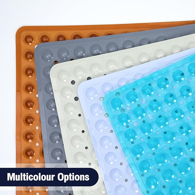 Square Shower Bathtub Mat Non Slip for Inside Shower Mars Green 21x21 Inch, Shower Stall Mats for Bathroom Floor, Soft Bath Mat for Tub with Big Suction Cups Drain Holes, Easy Washable Dry
