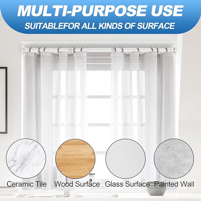 CorkLatta White Shower Curtain Rod 31 to 92 Inch,1 Inch Diameter Adjustable Spring Tension Stainless Steel Telescoping Rod,Easy Install,No Rust