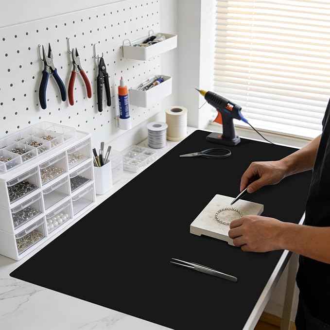 Extra Large Silicone Mat for Kitchen Counter 36" x 24" Silicone Table Mat for Resin Workbench Mat Heat Resistant Mat Coffee Bar Mat, Black