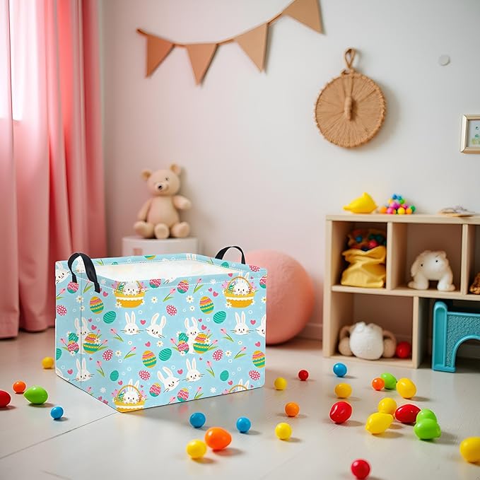 TIBAOLOVER Rectangular Flower Easter Basket for Kids - Baby Storage Bin and Organizer, Shelf, Book Basket, Room Decor