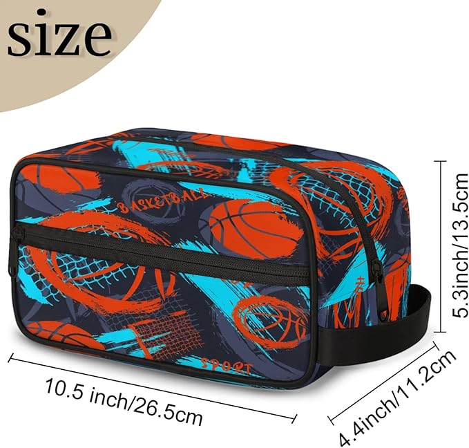 Boys Toiletry Bag Basketball Kids Dopp Kit Waterproof Hanging Wash Bag Cosmetic Bag Medicine Bag for Travel Sports Shower Essential