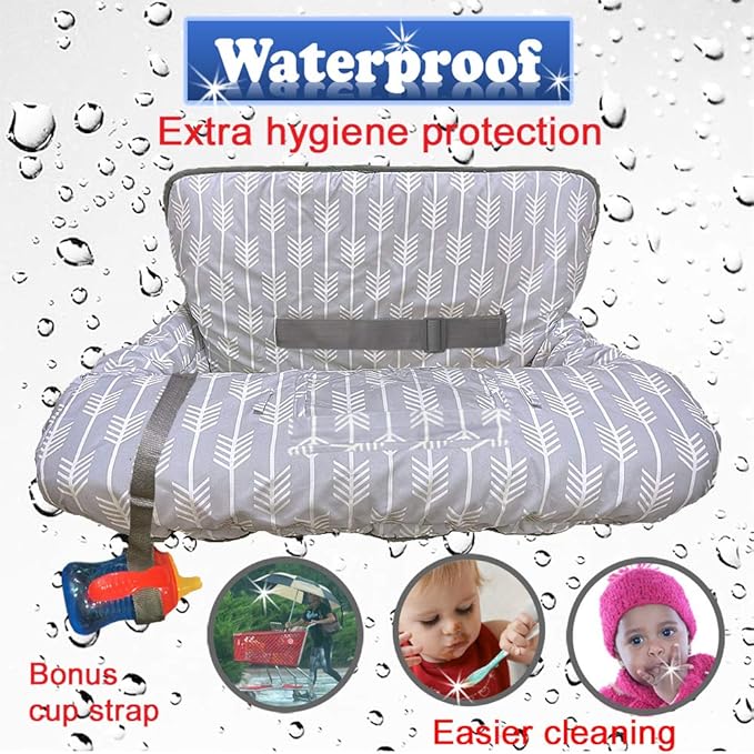 Shopping Cart Cover for Baby and Toddler, Waterproof Grocery Cart and High Chair Cover, Soft Padded Cart Cover for Babies, Universal Fit for Costco, Target and Restaurant High Chairs