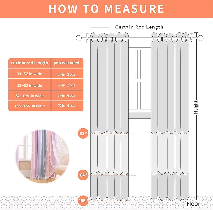 XiDi Rainbow Blackout Curtains 96 Inches Long for Girls Bedroom 2 Panels Set, Kids Pink Curtains for Room Decor Unicorn Wall Decals Drapes for Little Girl Nursery Grey/Pink/Purple 34 Inches Wide