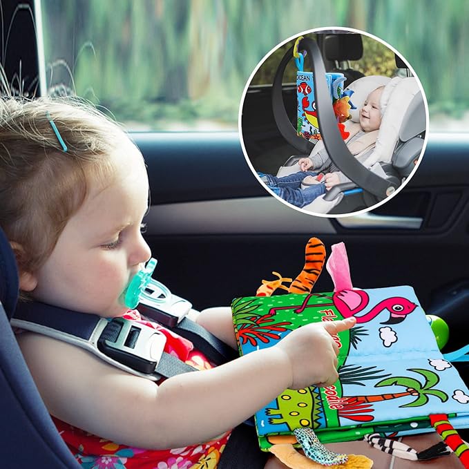2PCS Baby Books 0-6 Months Infant Toys 0-3 3-6 6-12 Months Baby Tummy Time Sensory Toys 3 4 6 Month Newborn Essentials Must Haves Crinkle Touch Feel Busy Book for Babies Boys Girls Easter Shower Gifts