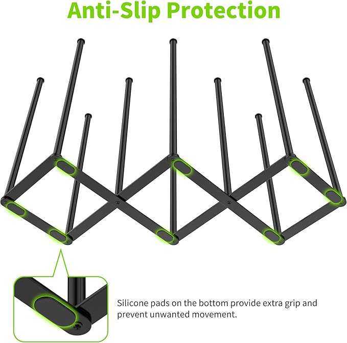 LAEMYFYRE Collapsible Bottle Drying Rack, Foldable Baby Bottle Drying Rack, Portable Drainer Stand Holder for Water Bottles, Cup, Reusable Silicone Bag, Cutting Board (Black)