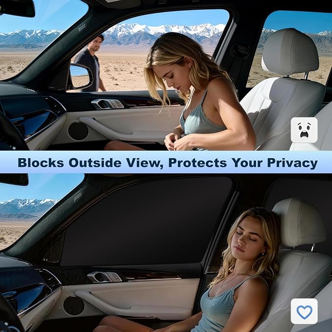 ZATOOTO Magnetic Car Window Shade 4 Pack, Car Shades for Side Windows for Sleeping Car Privacy Curtain UV Block Window Shade, Universal Size for Vehicle Sun Block Window Shade for Baby
