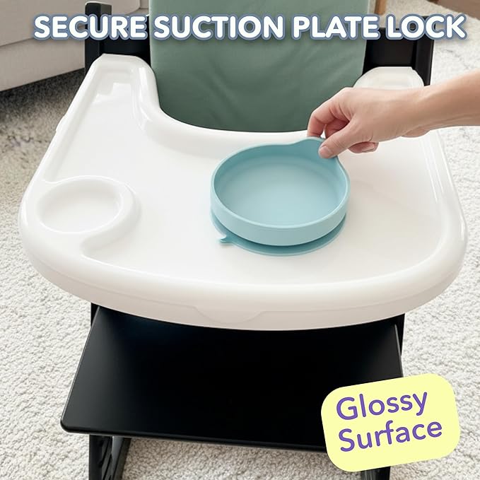 Tray Cover for Stokke Tripp Trapp High Chair – Clear | Easy-Clean Glossy Surface with Suction Plate Lock | Perfect Snap-On Fit Protects Original Tray | Dishwasher Safe