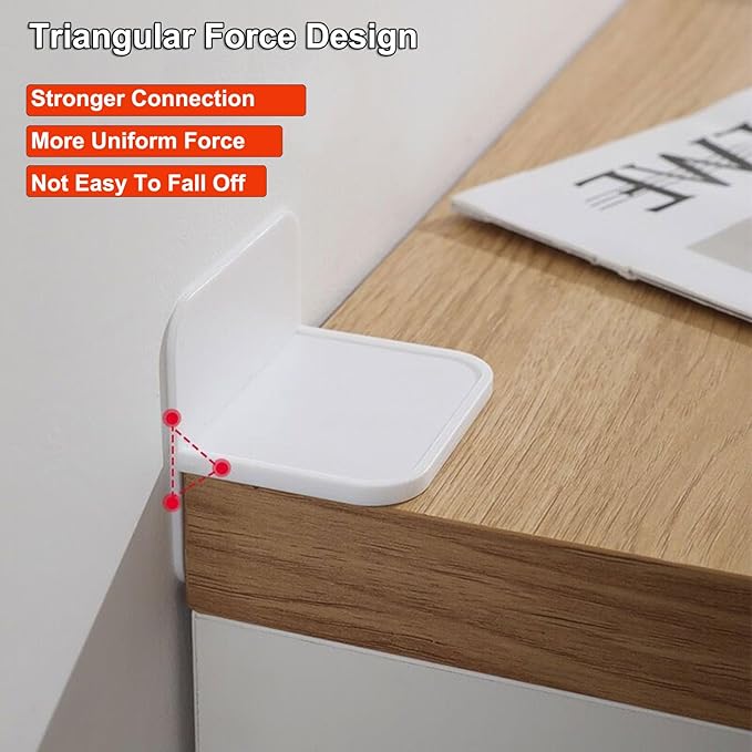 12 Packs Furniture Anchors for Baby Proofing, No Drill Adhesive Anti Tip Wall Anchor for Dresser Bookshelf Mirror Cabinet TV Stand Pantry Shelves Securing