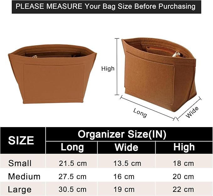 Purse Organizer Insert for Le Pliage Small Handbags Insert Organizer (Brown, Small)