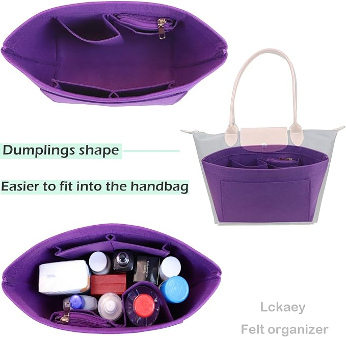Lckaey bag Organizer Insert for longchamp le pliage organizer insert Handbags Organizer 1012purple-M